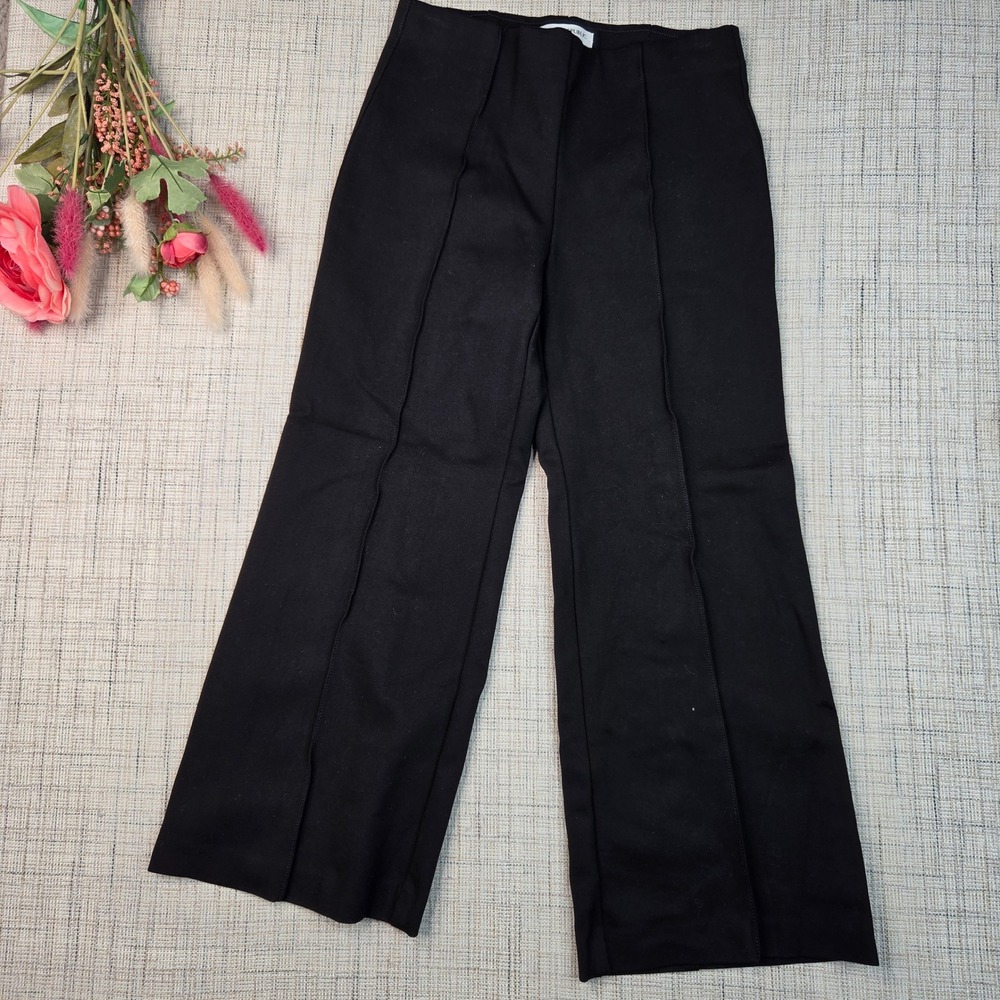 Banana Republic Black‎ Crop Flare Pintuck Pants Womens Petite Small High Rise